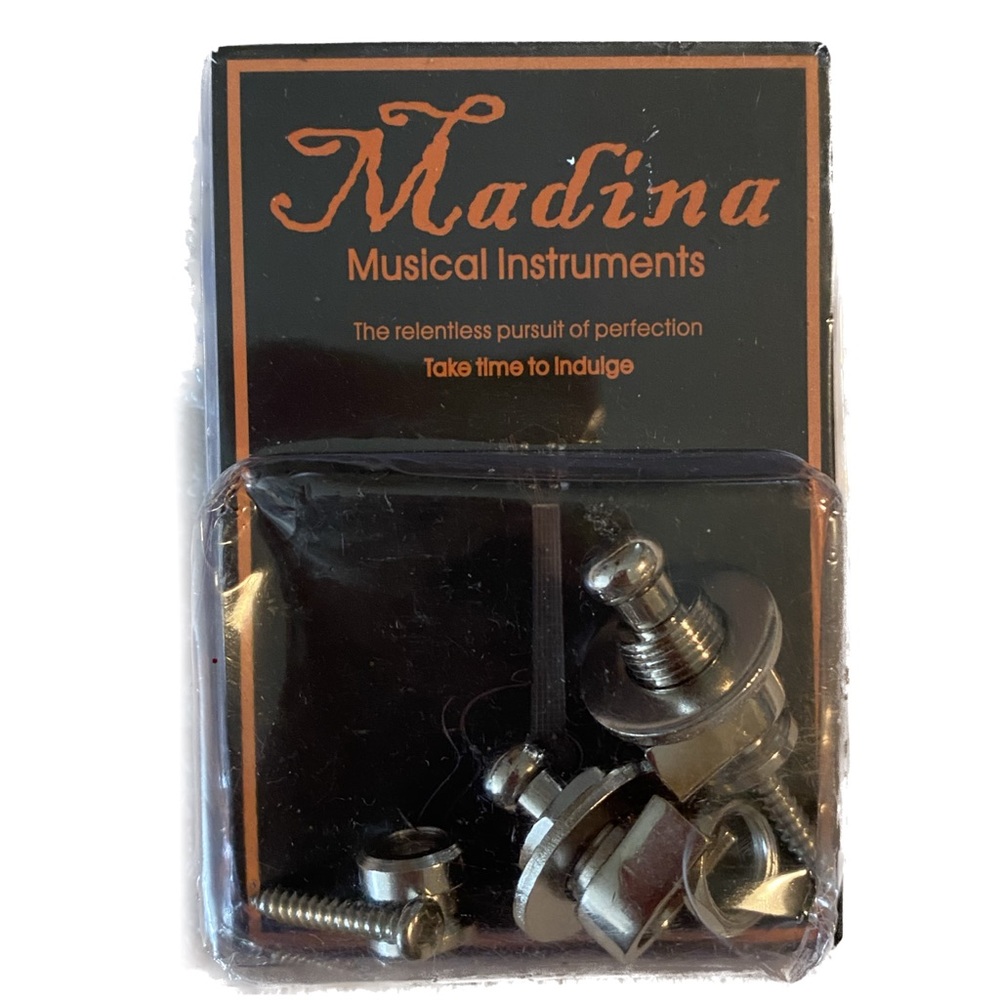 Madina Chrome Security Strap Locks Set Guitar Bass Schaller Type